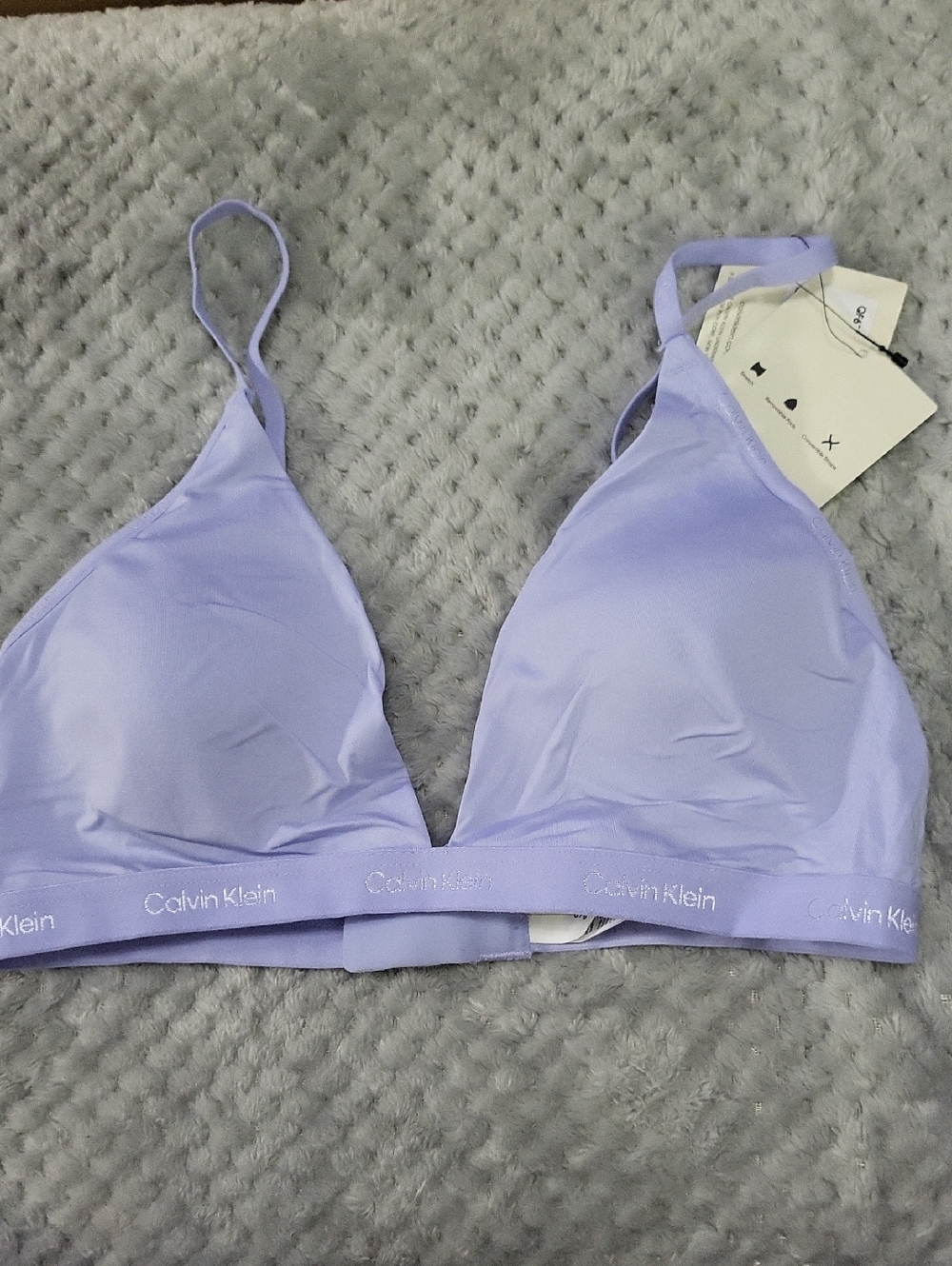 Nwt Calvin‎ Klein Lavender/blue Wireless Triangle Bralette with Logo Band Small